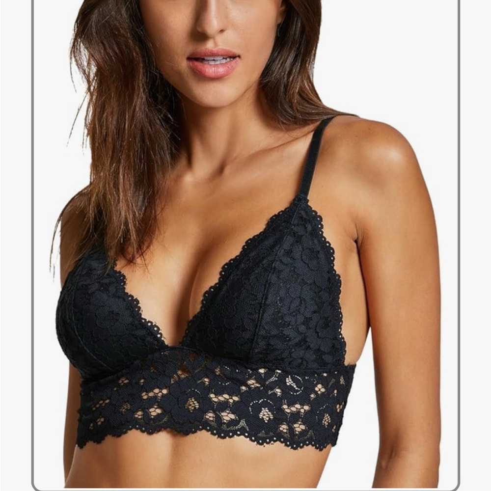 NWOT DOBREVA Wire Free Longline Lace Bra Bralette SMALL Light Padding Strappy